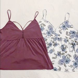 Two (2) AE Tank Tops with Criss-Cross Design